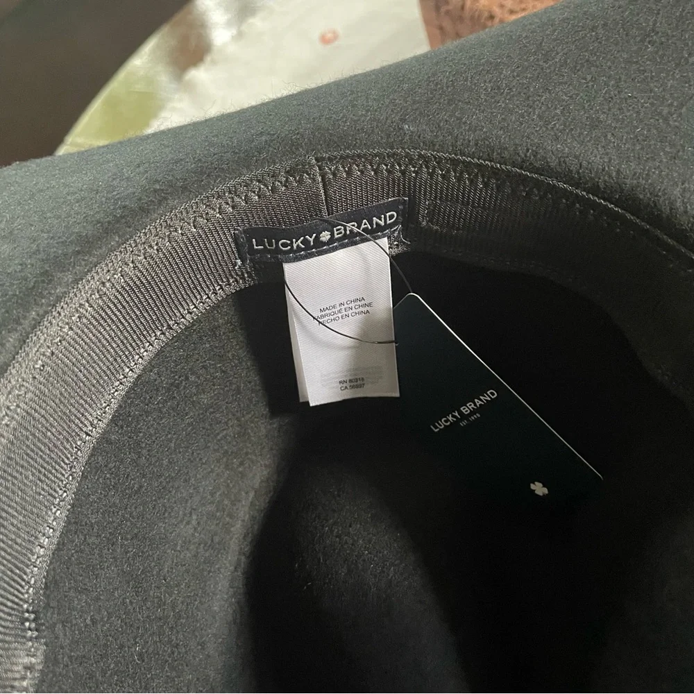Lucky Brand  Gold Charm Ranger Hat. 100% Wool. Black w/ Black Ribbon. One Size